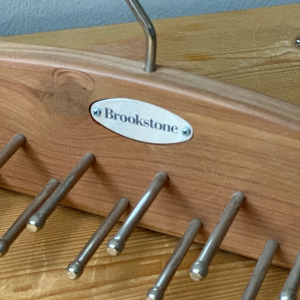 Brookstone Natural Wood Double Sided Tie and Belt Organizer